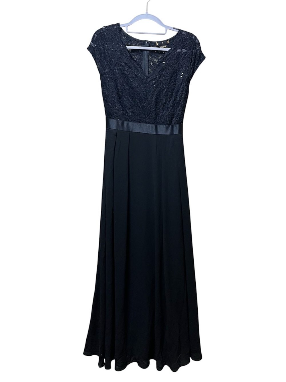 NWT - Miusol - Black Lace Maxi Dress with Satin Waist